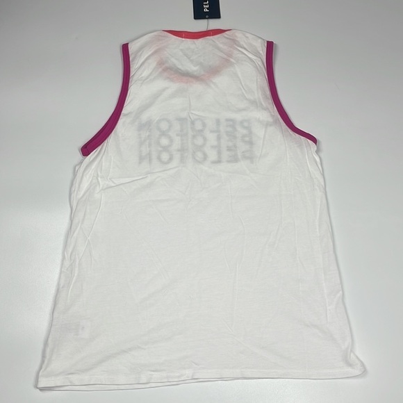 NWT Peloton Ringer Muscle Tank Top White Pink Blue Women's XS - Picture 2 of 7
